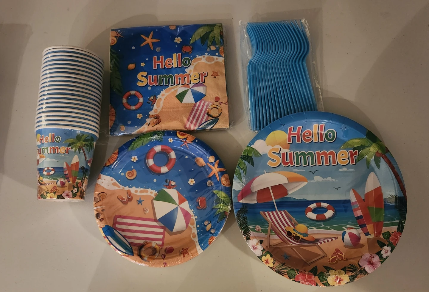 Hello Summer Party Pack - Plates, Cups, Napkins & Utensils