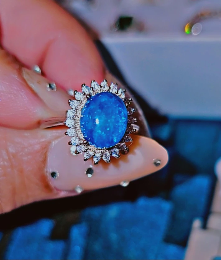Opal and Cubic Zirconia Ring - photo 2