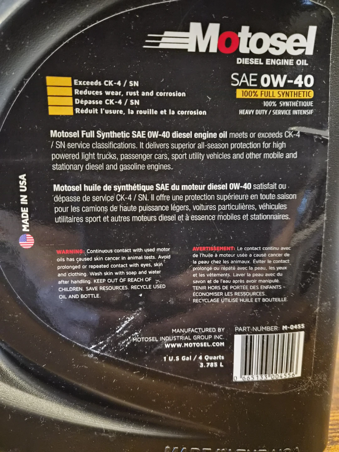 SAE 0W-40 Heavy Duty Diesel Oil 100% Full Synthetic - photo 3