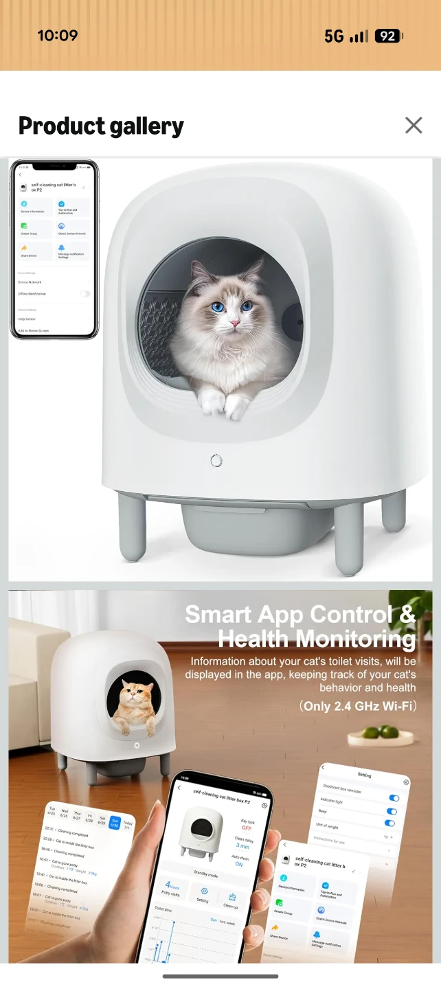 Self-Cleaning Cat Litter Box with App Control