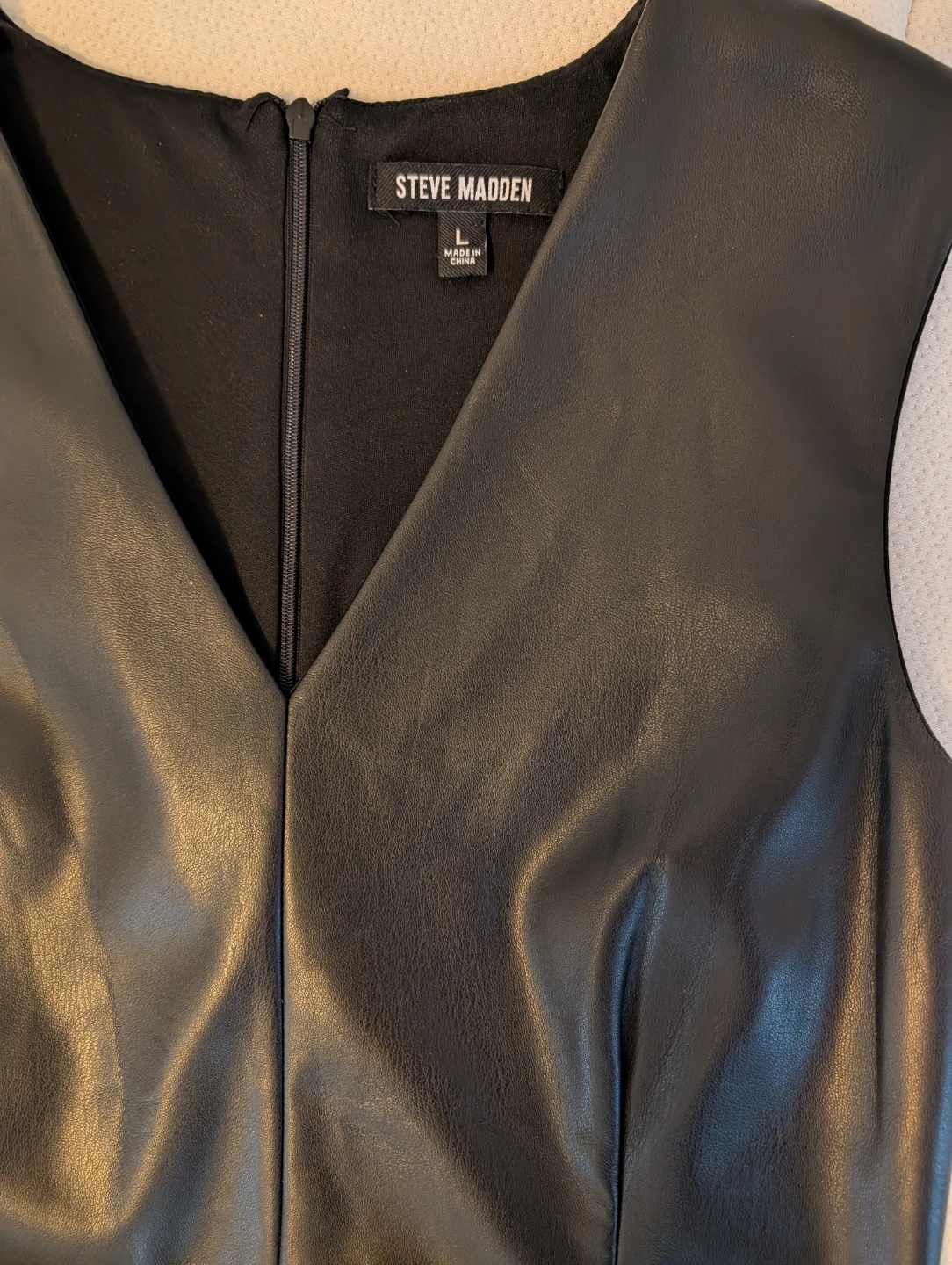 Steve Madden Black Faux Leather A-Line Dress - Size L - photo 4