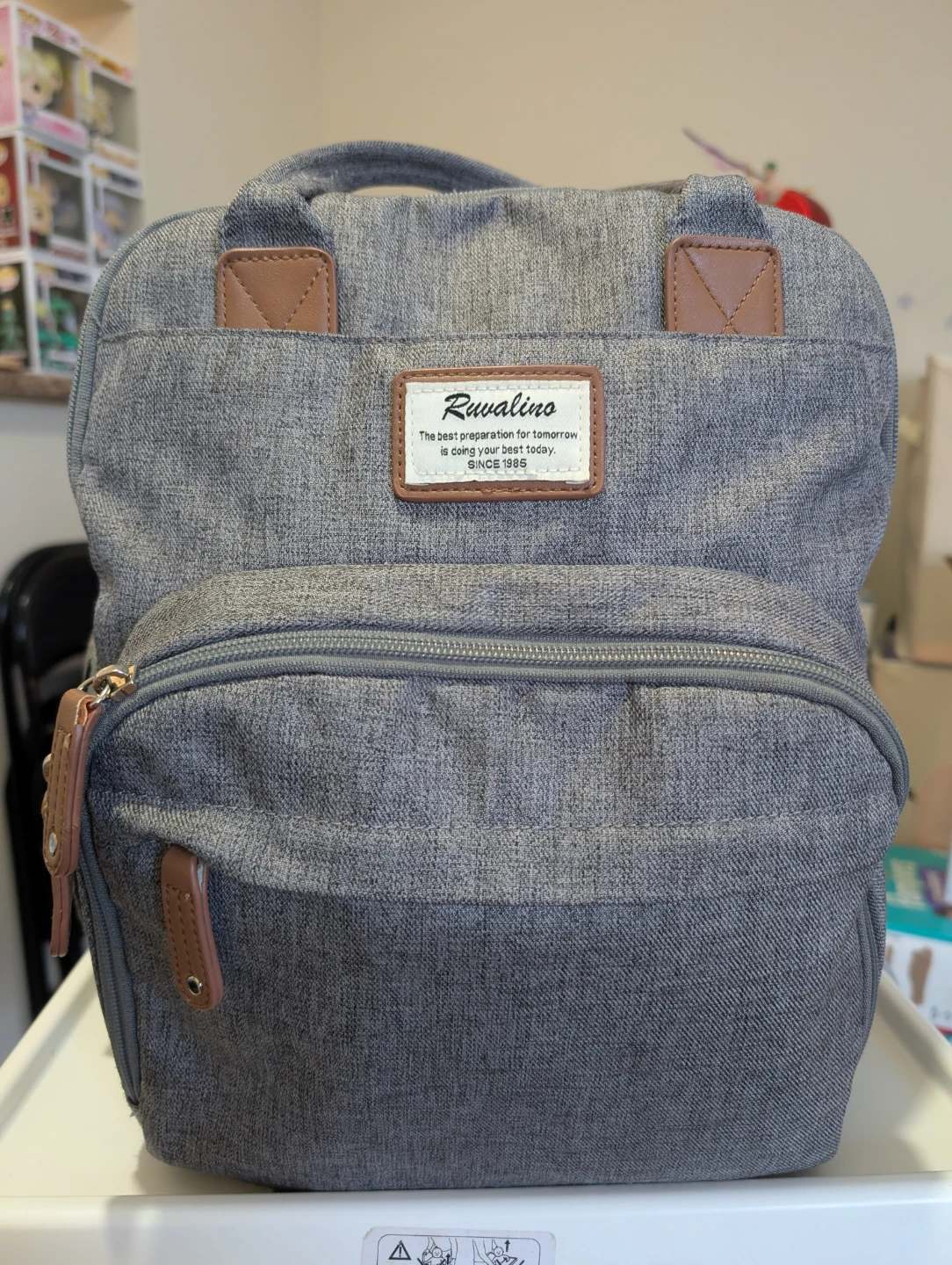 Ruvallino Grey Diaper Bag Backpack