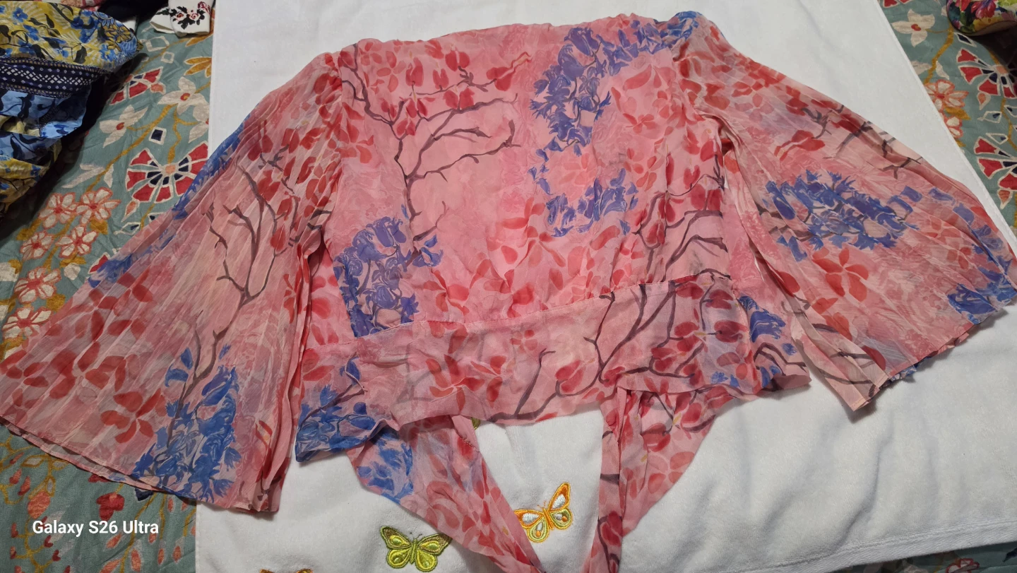 Alice + Olivia Pink Floral Print Tie Front Kimono Cardigan - photo 3
