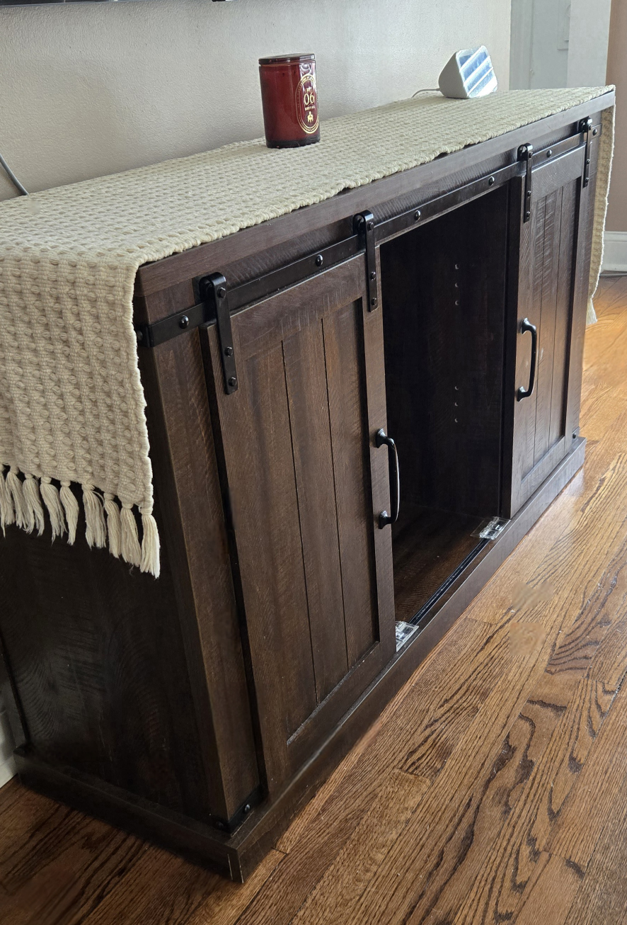 Rustic 54 Inch TV Stand with Barn Door - Fits up to 65 Inch TVs