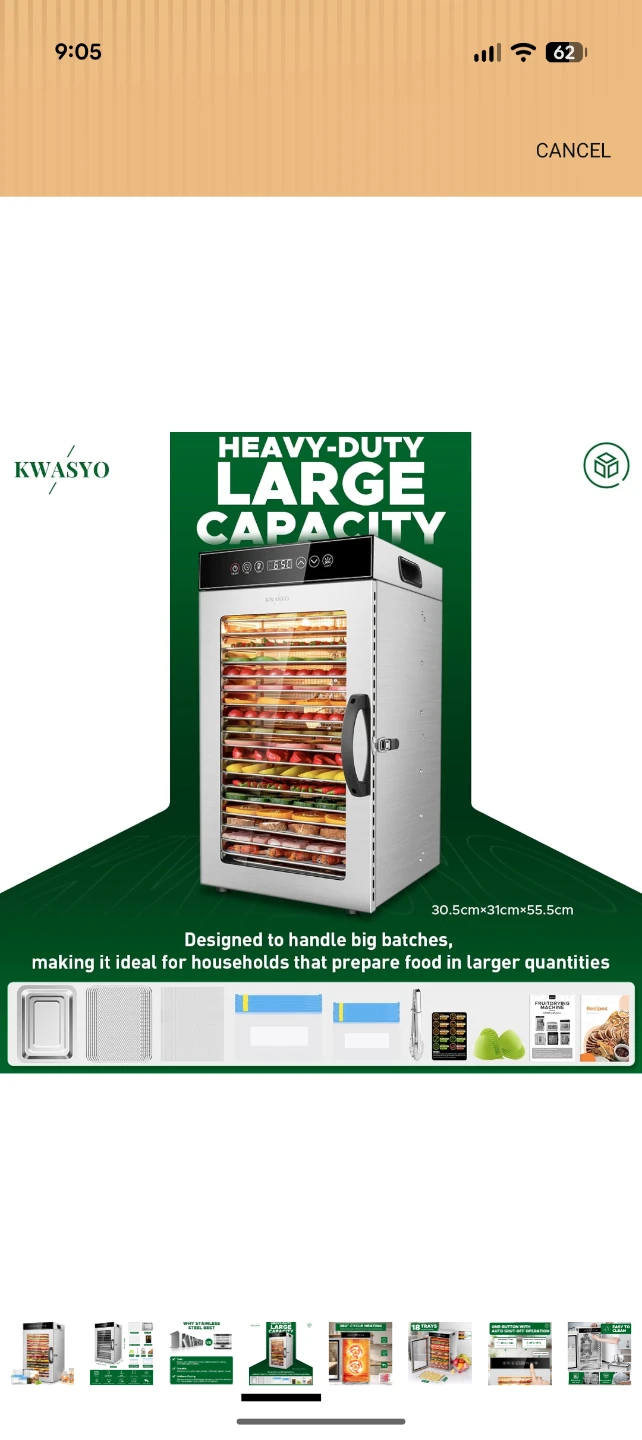 KWASYO 18-Tray Stainless Steel Food Dehydrator - photo 4