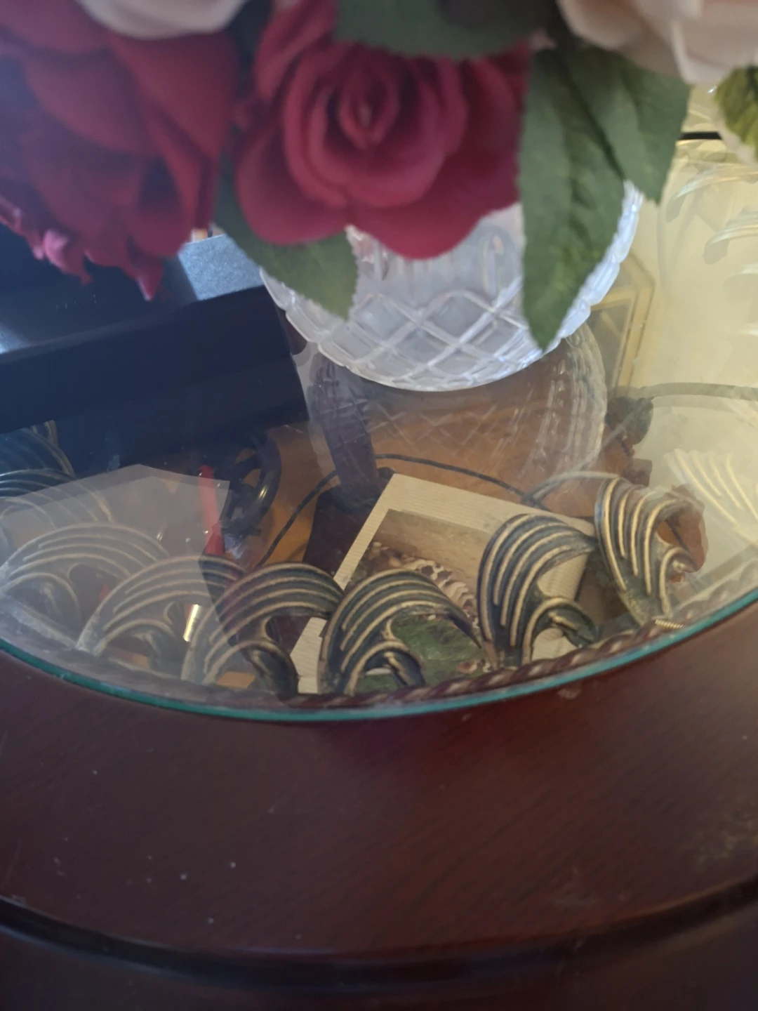 Decorative Table with Faux Roses