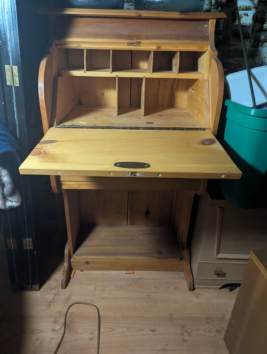 Wooden Secretary Desk with Compartments - photo 3