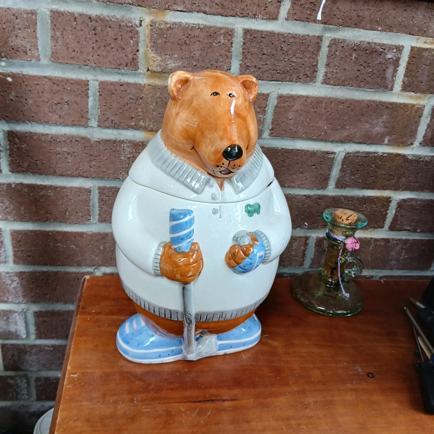 Vintage Ceramic Bear Cookie Jar 11.5"