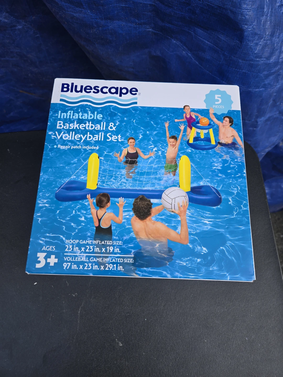 Brand new bluescape inflatable basketball and volleyball set