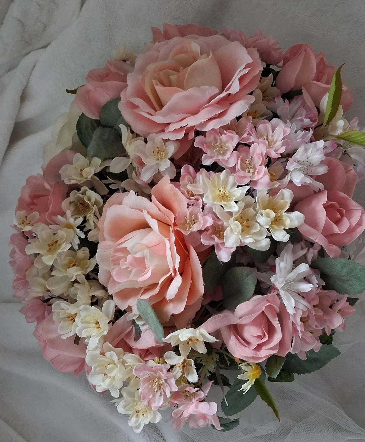 Pink and White Floral Arrangement in Glass Vase - photo 2