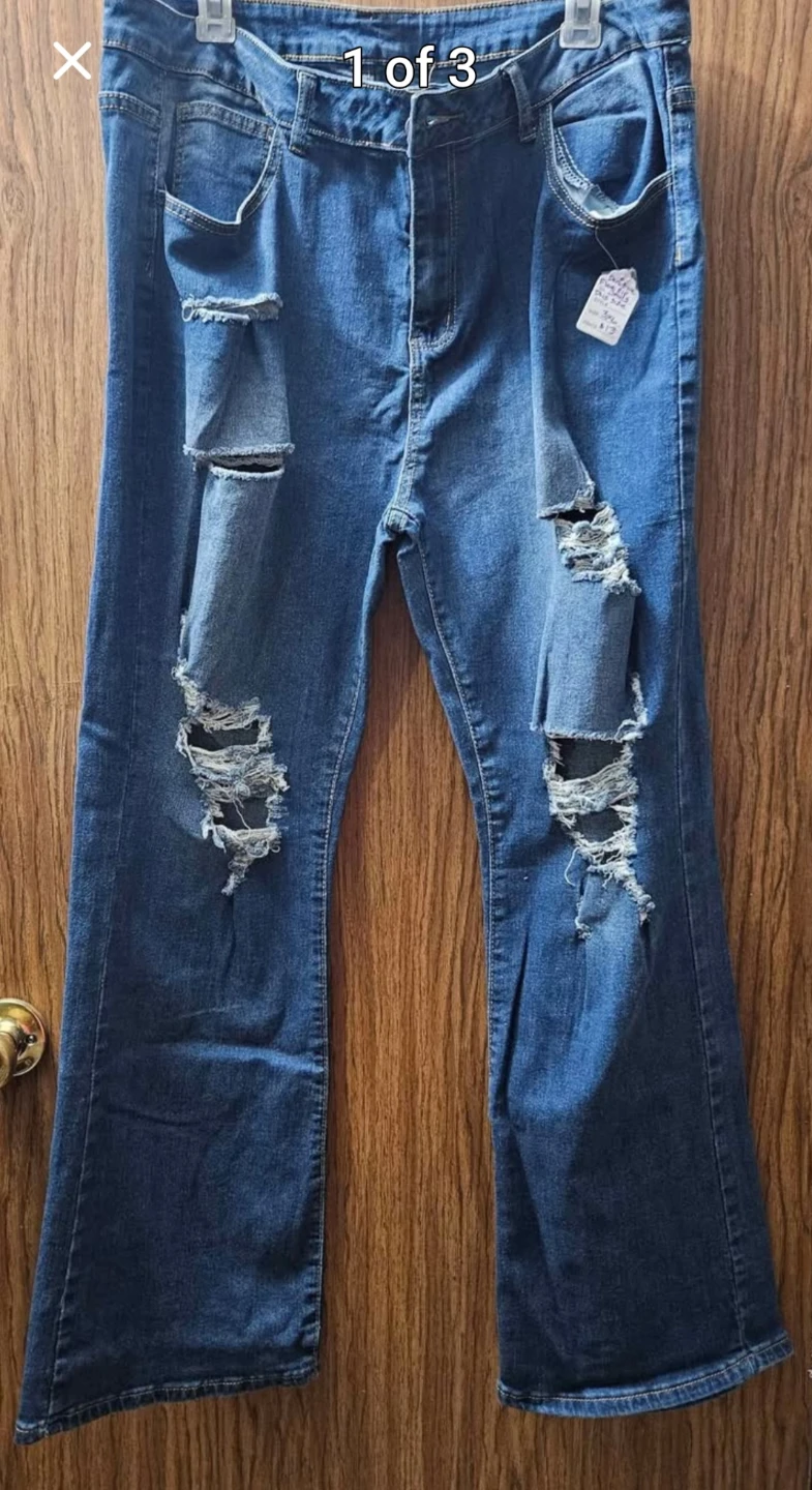 Distressed Blue Denim Jeans - 3XL