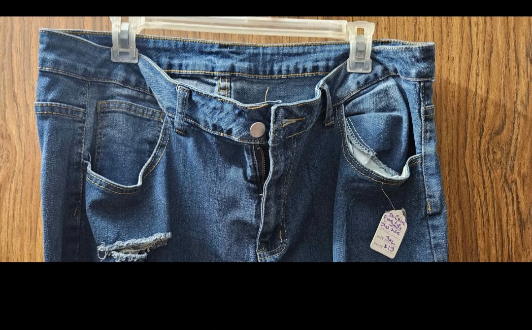 Distressed Blue Denim Jeans - 3XL - photo 3