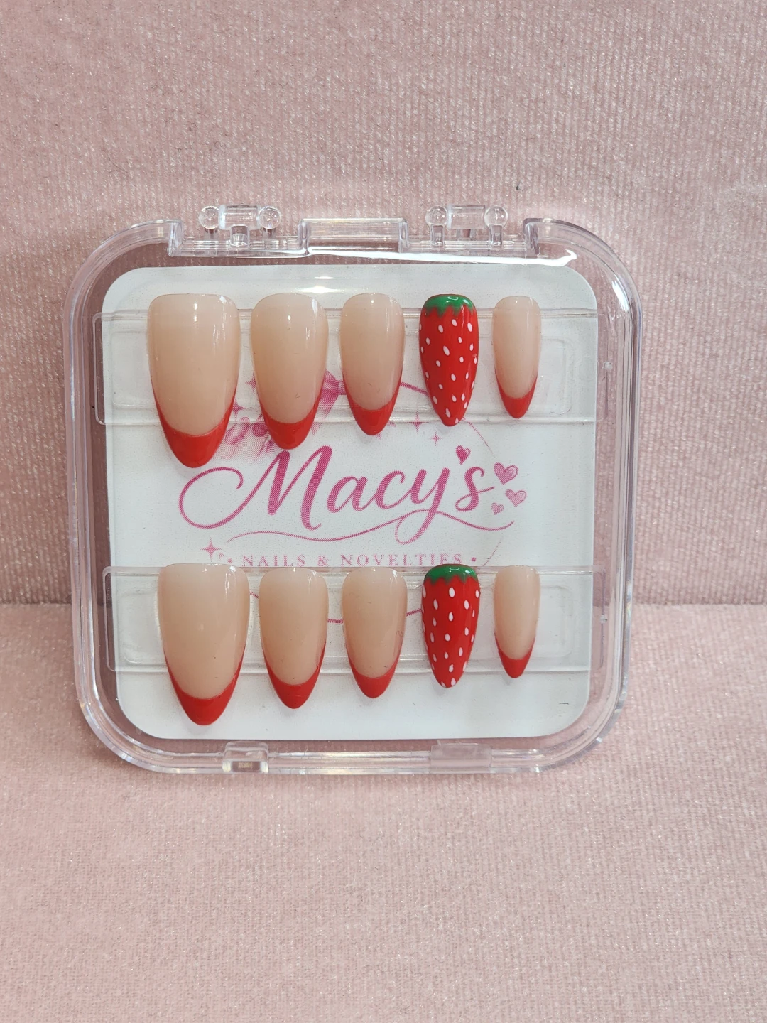 French Tip Strawberry Press-On Nails