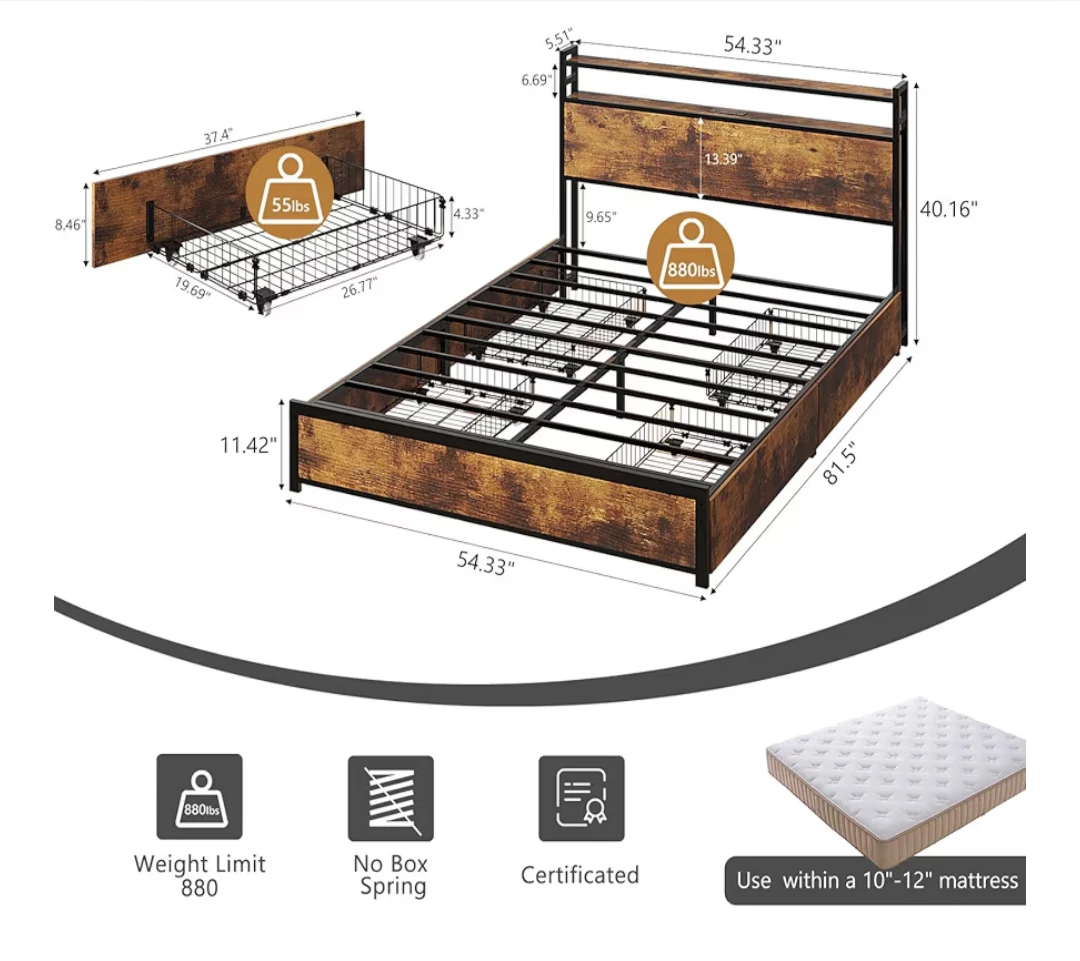 Rustic Wood Full/Double Bed Frame