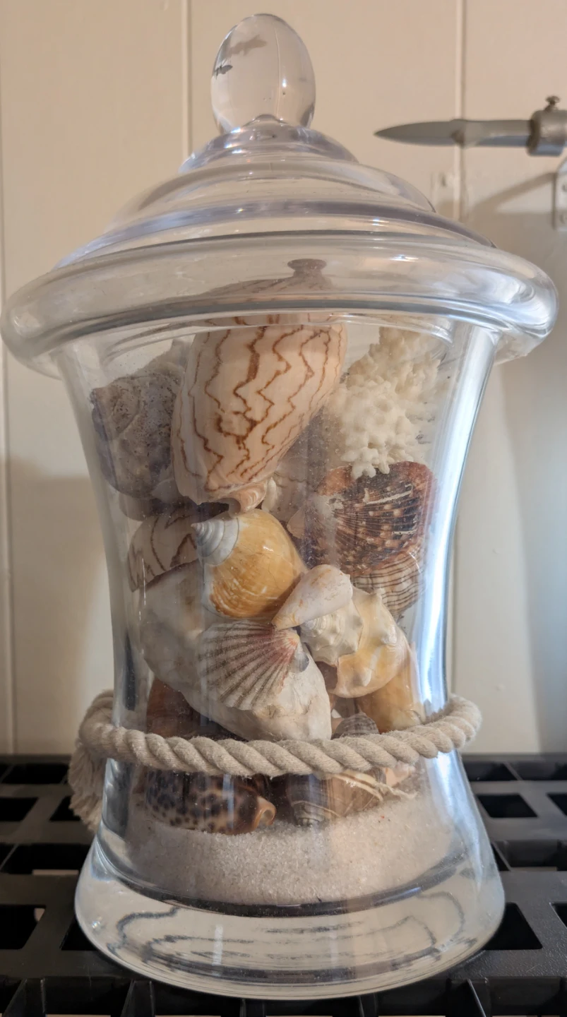Large Glass Jar with Seashells and Nautical Decor - photo 3