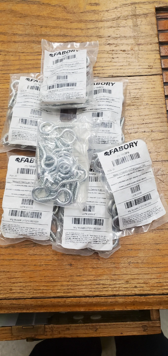 Fabory Screw Eye Steel Zinc Plated 5/8x2.5/16 Inch - 20 Count
