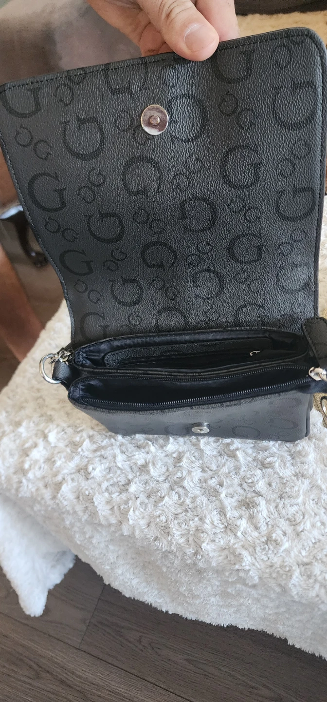 GUESS Black Monogram Chain Shoulder Bag - photo 3