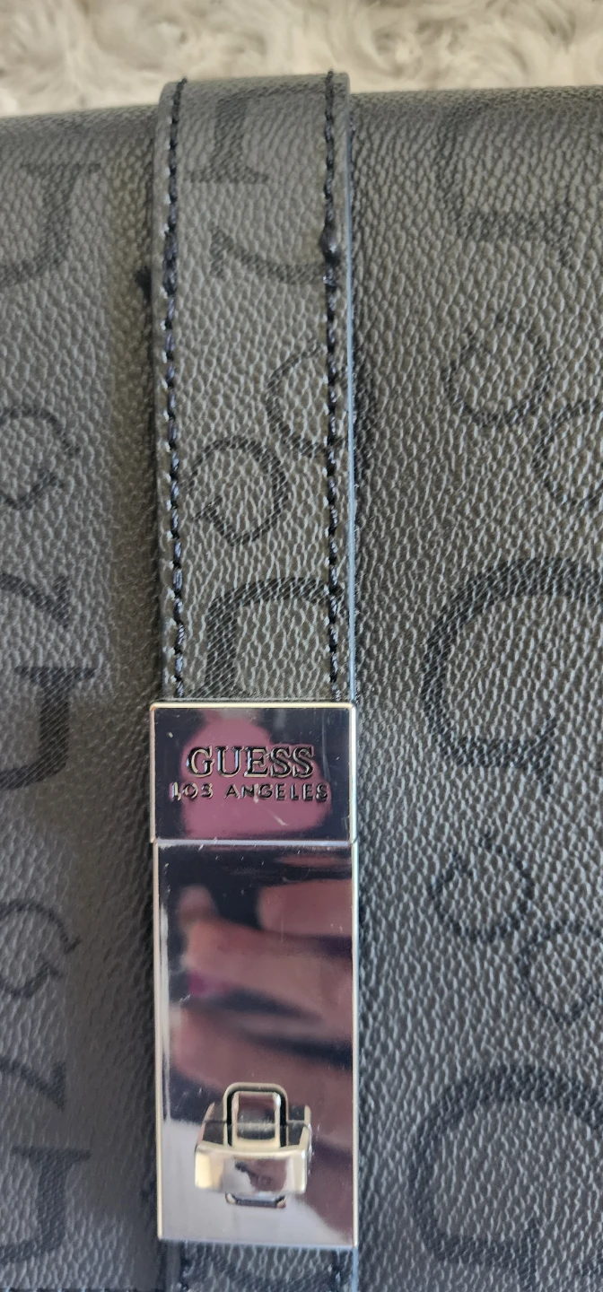 GUESS Black Monogram Chain Shoulder Bag - photo 5