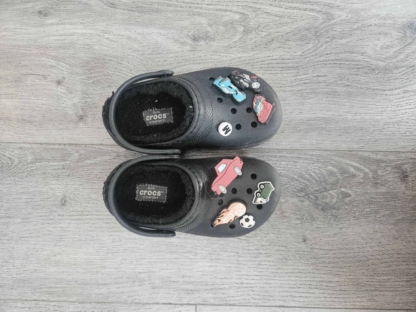 Kids' Black Crocs with Fuzz Lining