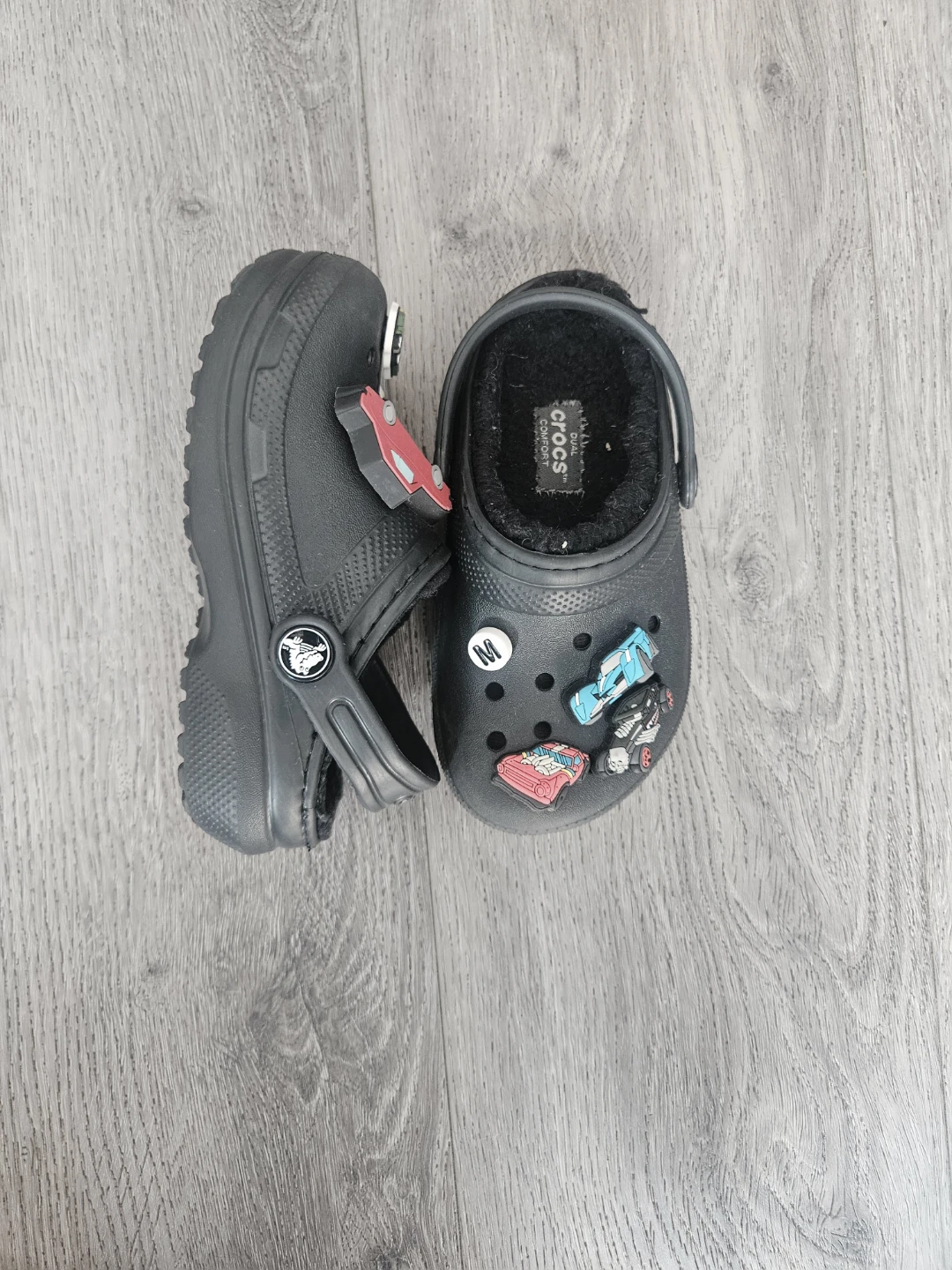 Kids' Black Crocs with Fuzz Lining - photo 2