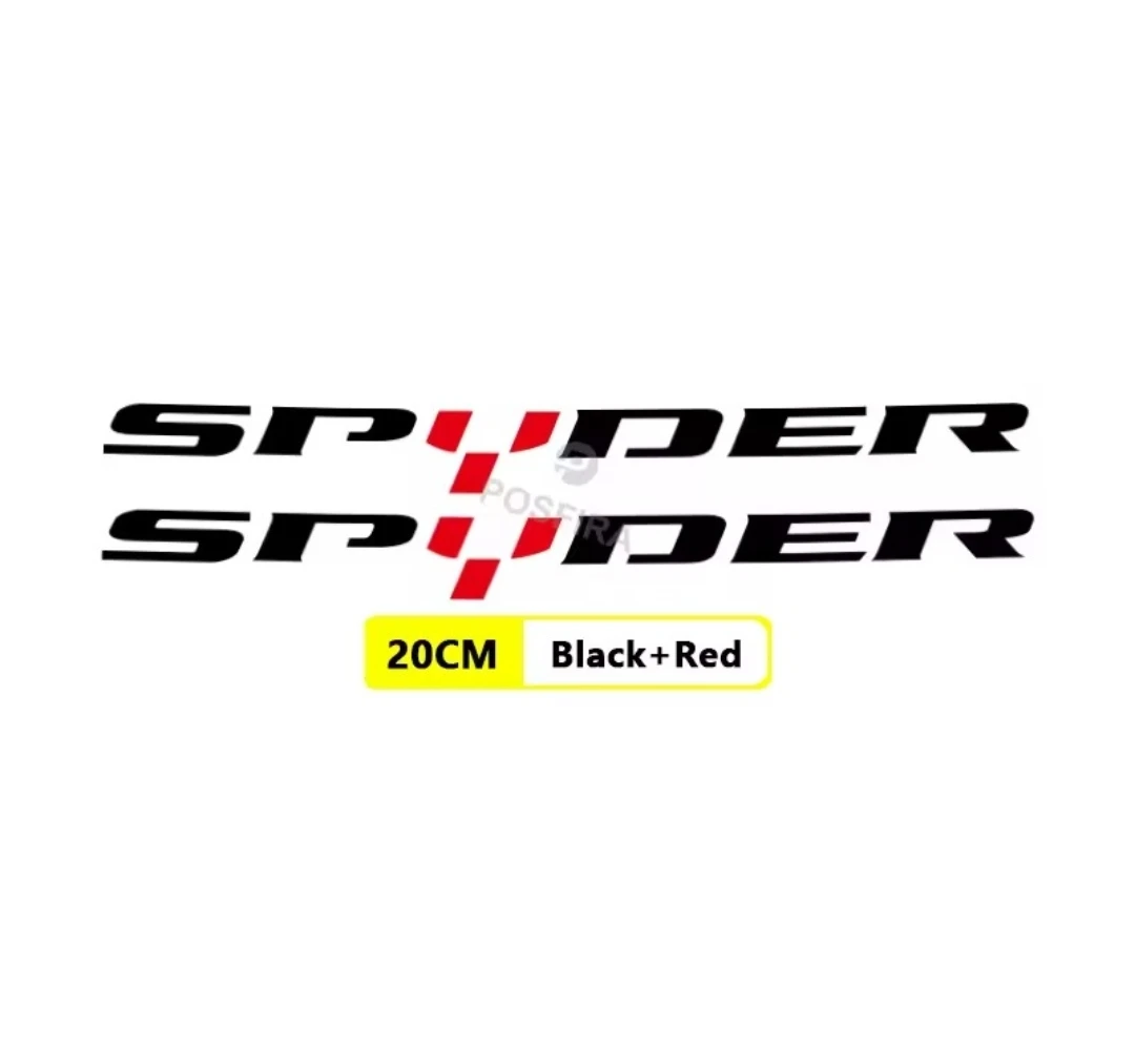 2 X Autocollants en Vinyle, UV+ pour Spyder 20cm Noir+Rouge