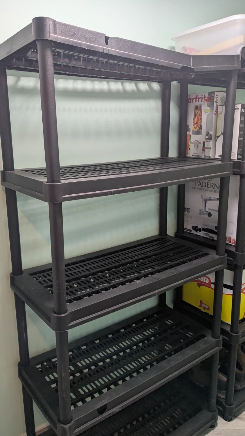 Black 4-Tier Plastic Shelving Unit - photo 2