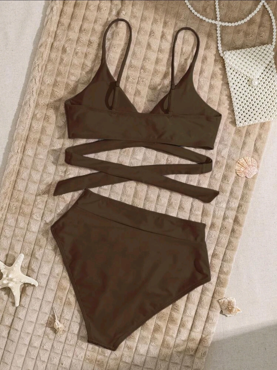 Brown High-Waisted Bikini Set