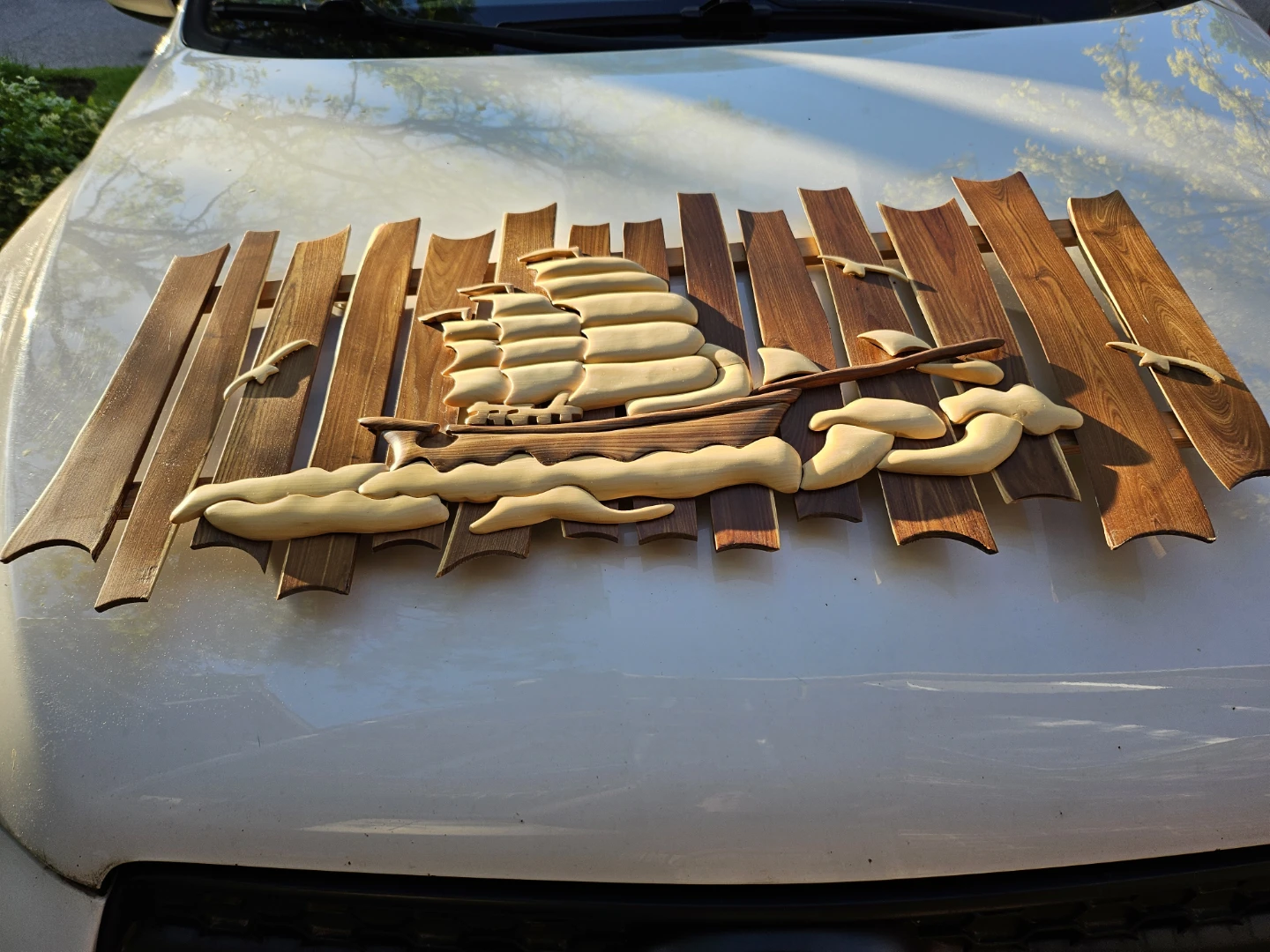 Wooden Ship Wall Art,small damage - photo 2