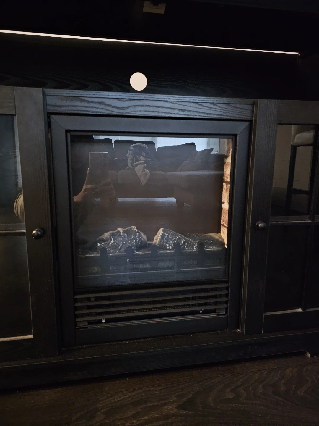 **MOVING SALE** Black TV Bench w Electric Fireplace Unit - photo 2