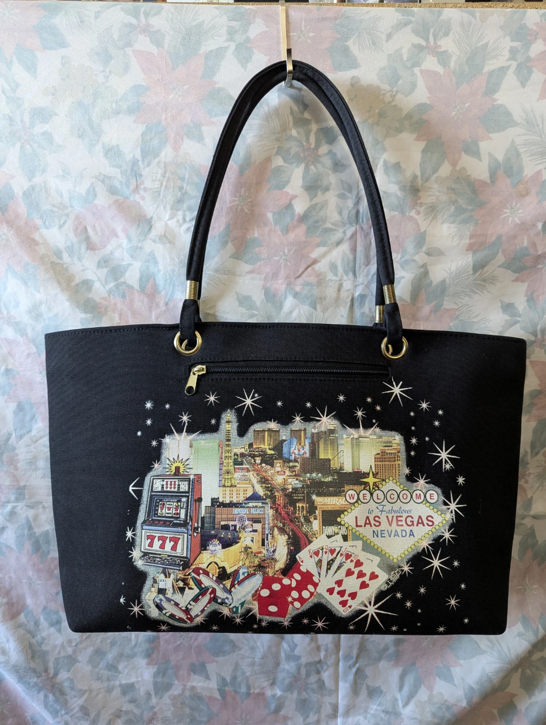 Black Las Vegas Themed Tote Bag