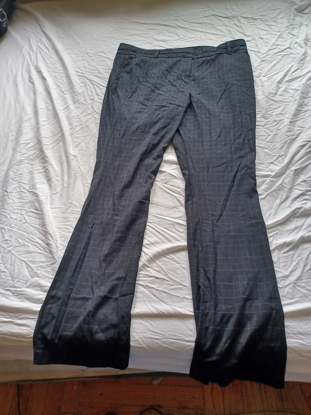 7th Avenue Design Studio New York & Company Plaid Flare Pants