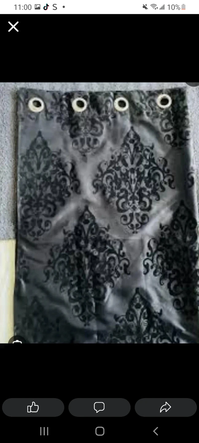 Black Sheer Curtains with Damask Pattern - photo 2