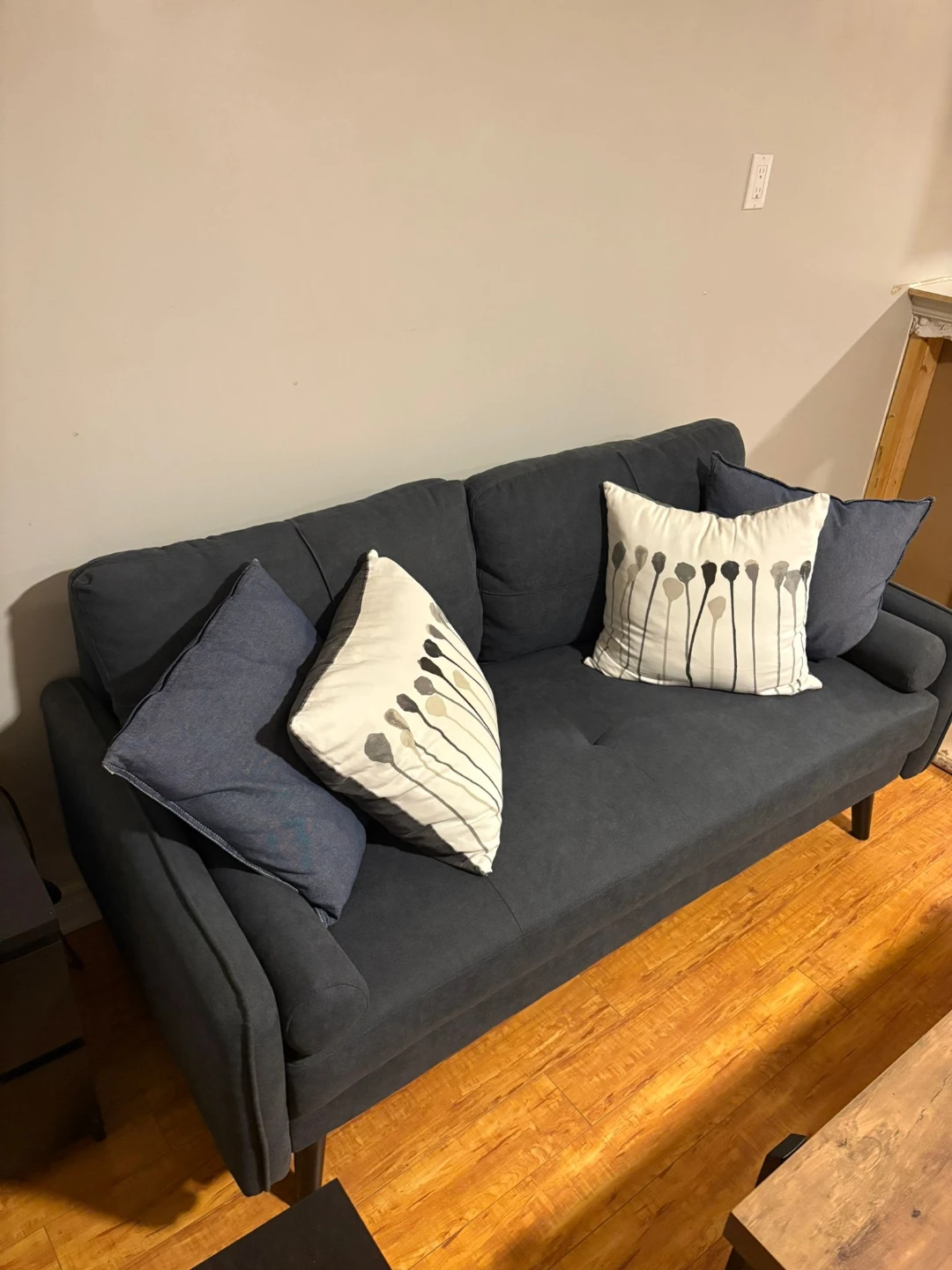 Dark Grey Sofa with Decorative Pillows - photo 2