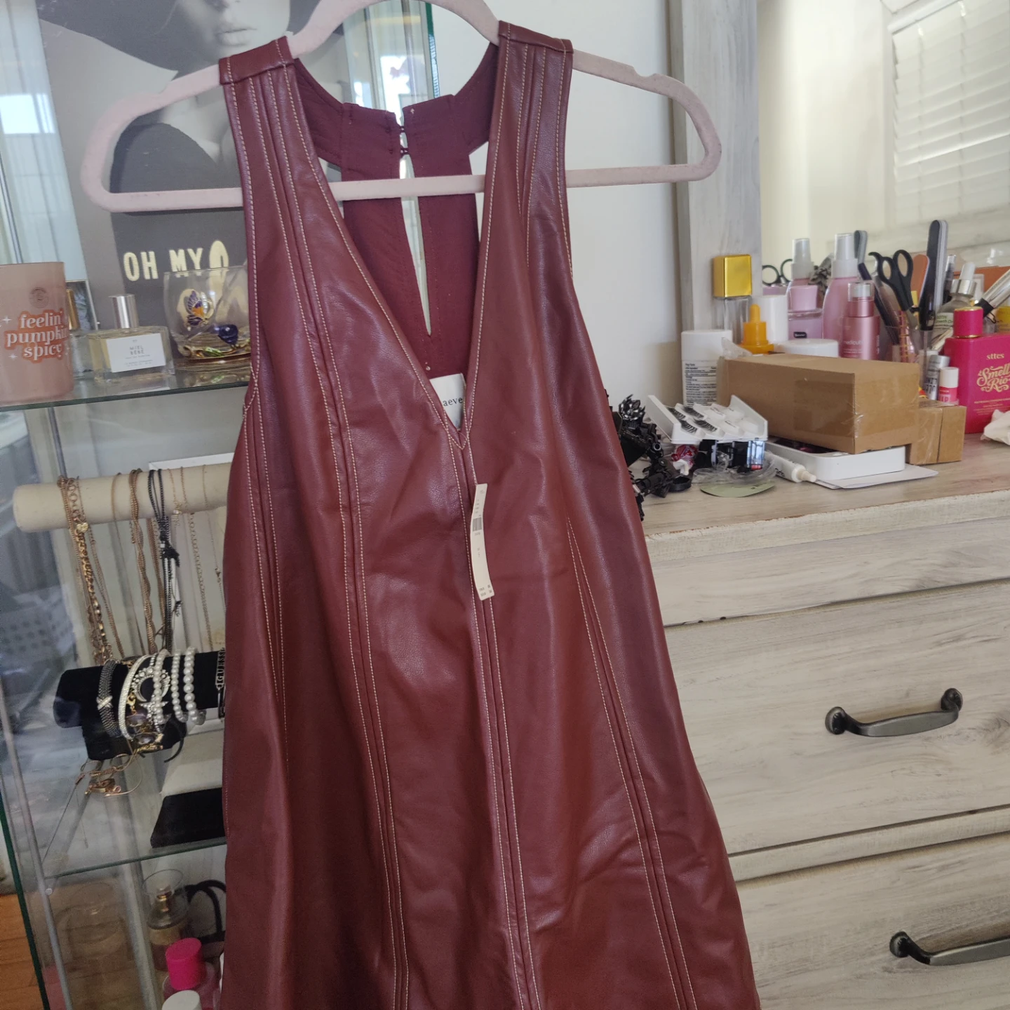 Maeve Faux Leather Pinafore Dress Size S