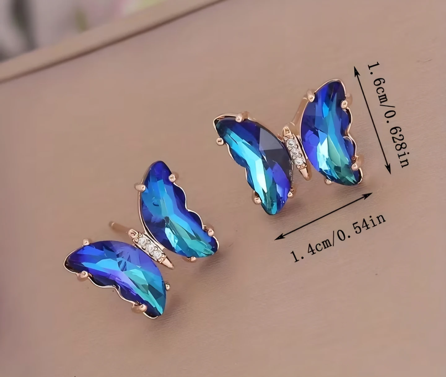 New Deep Purple Glass Butterfly Post Earrings - photo 2