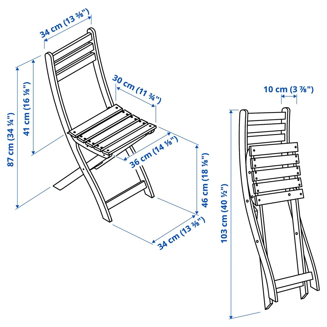Wooden Bistro Folding Table and Chairs Set - Blue - photo 4
