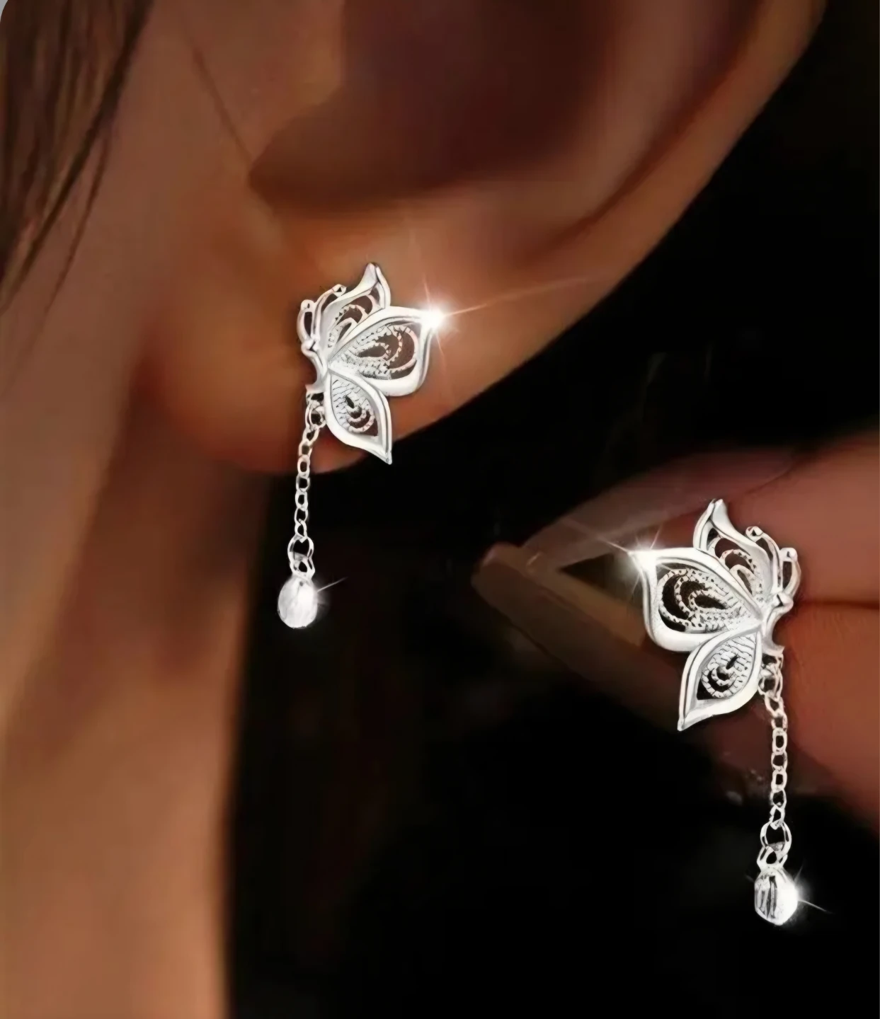 Elegant Hollow Butterfly Tassel Earrings - photo 4