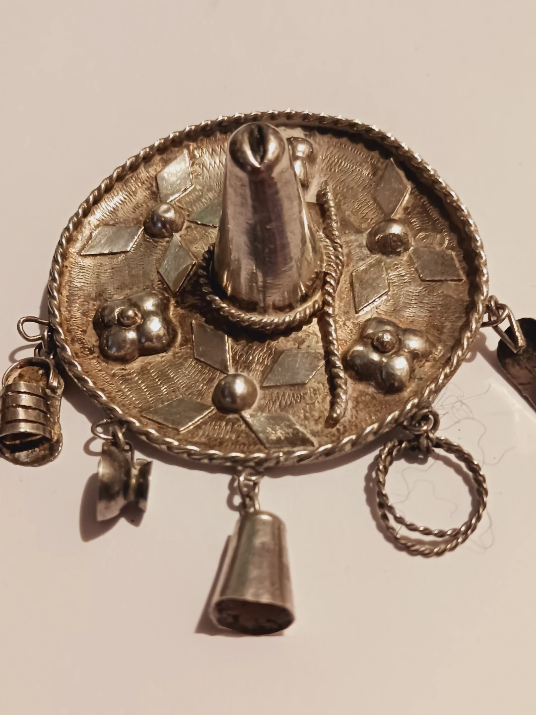 Sterling Silver 925 Mexican Sombrero Brooch - photo 4
