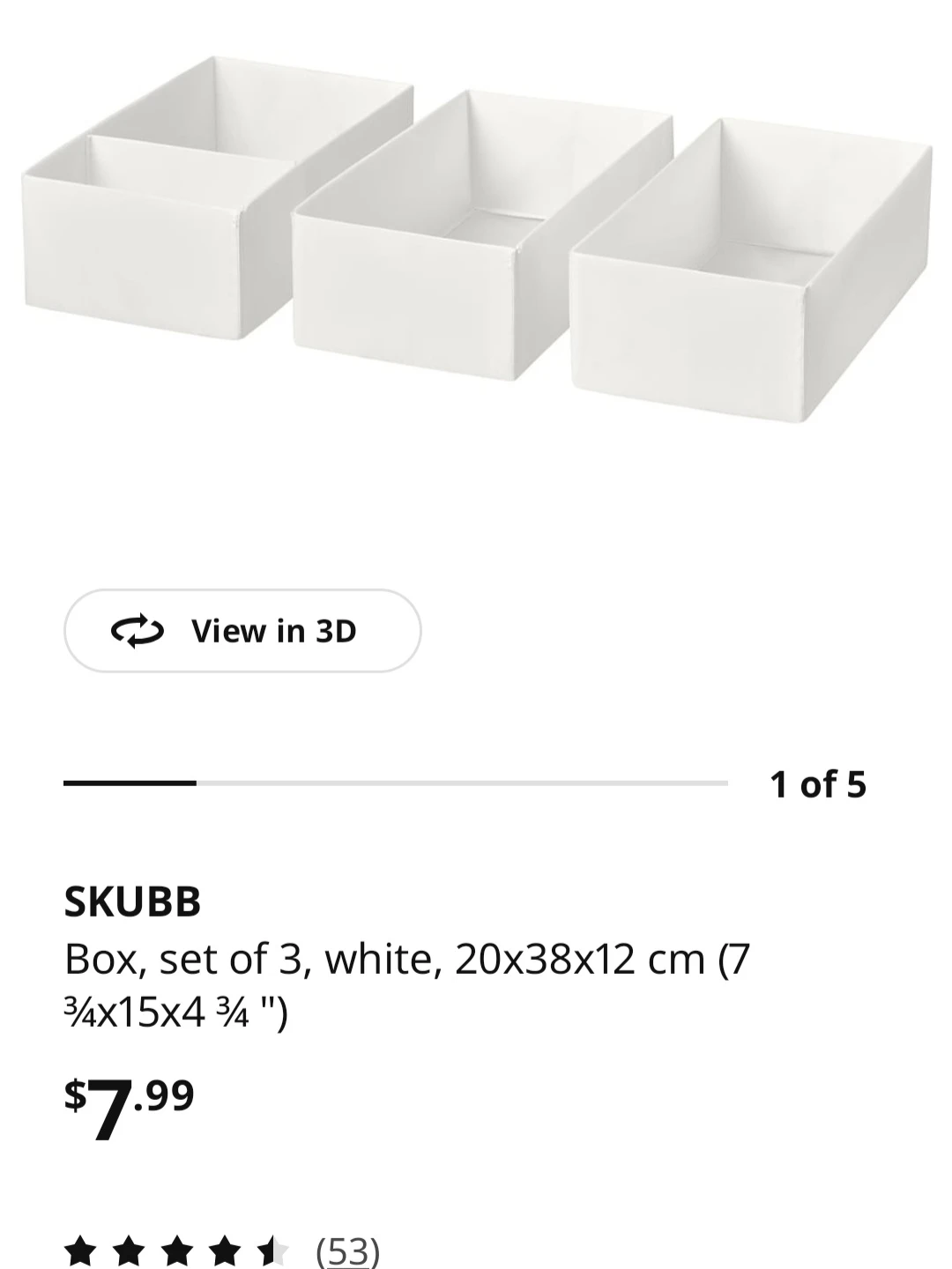 IKEA SKUBB White Storage Boxes - Set of 3 - photo 2