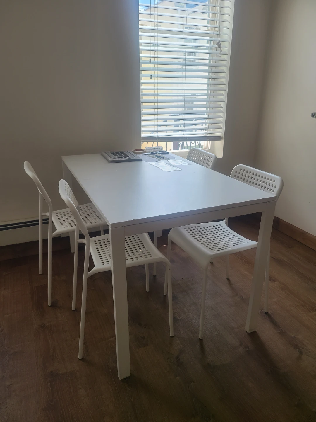 Ikea White Dining Table and 4 Chairs Set