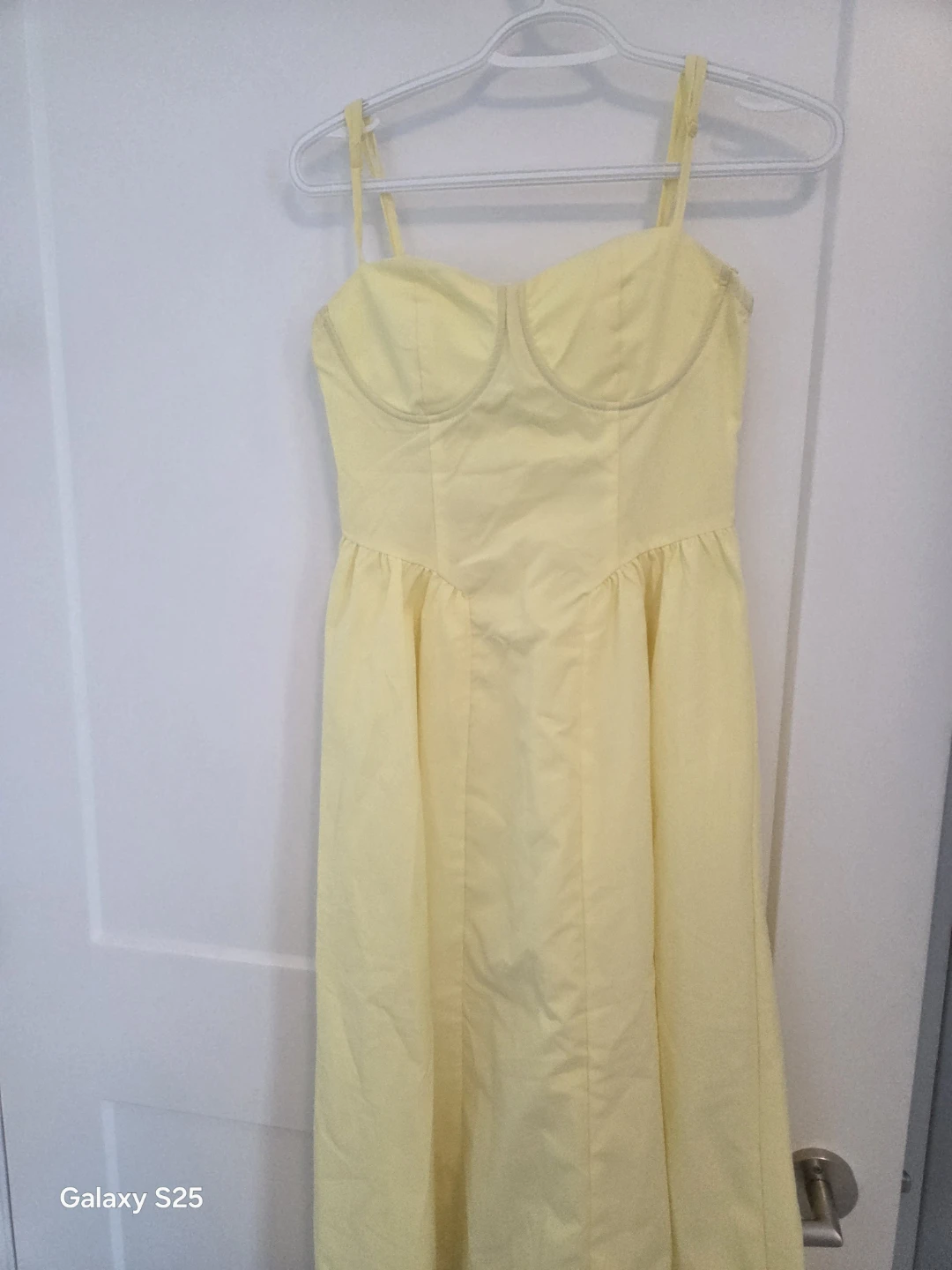 Yellow Midi Dress with Smocked Bodice