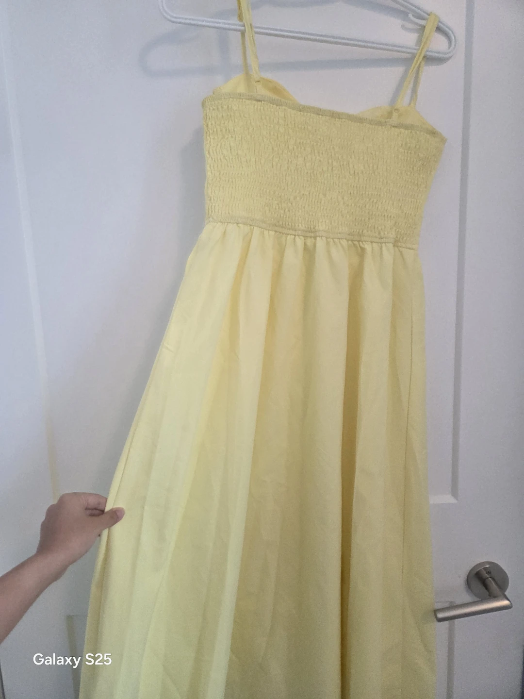 Yellow Midi Dress with Smocked Bodice - photo 4