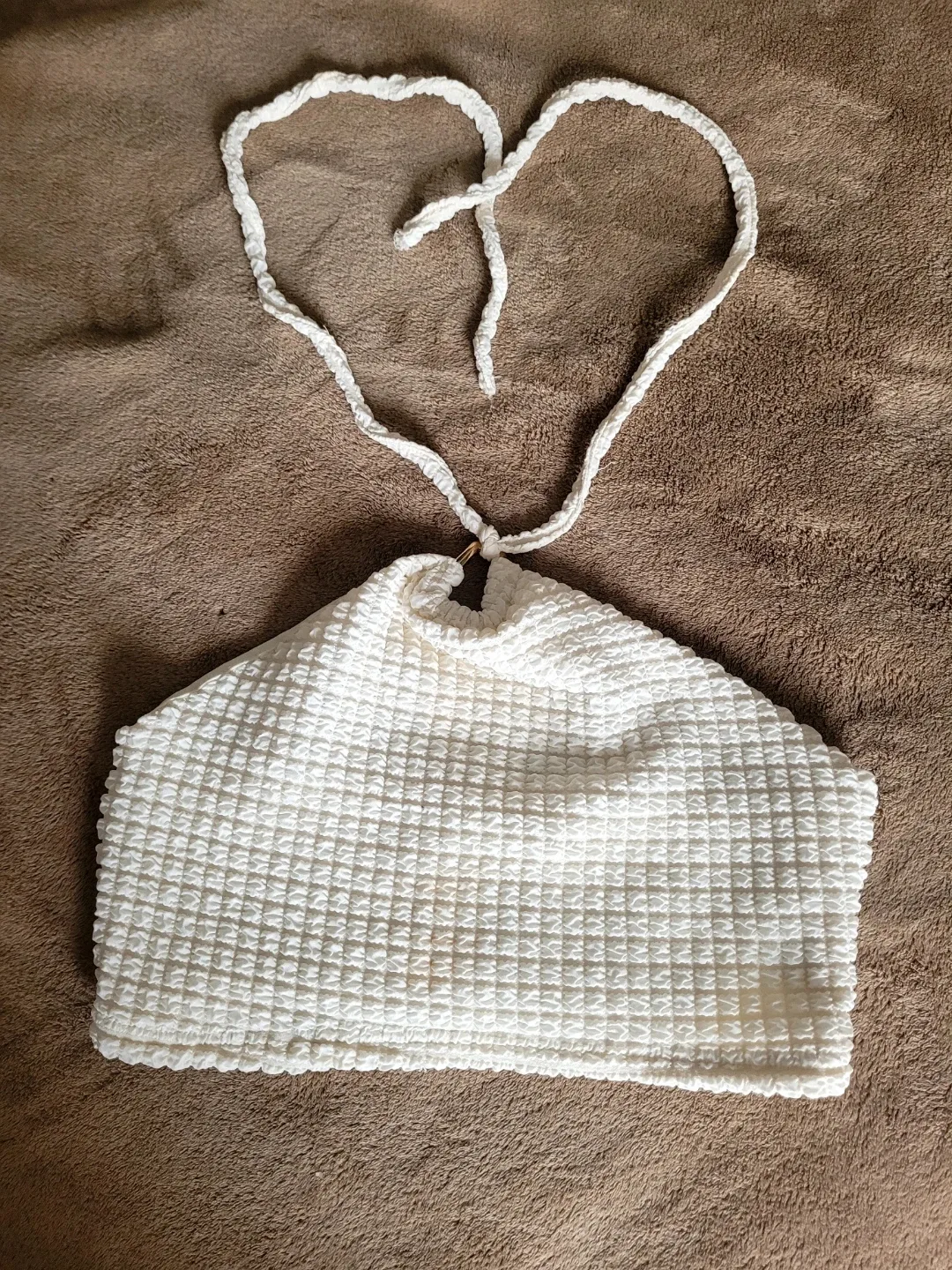 SHEIN White Waffle Knit Halter Top - Size M🌱
