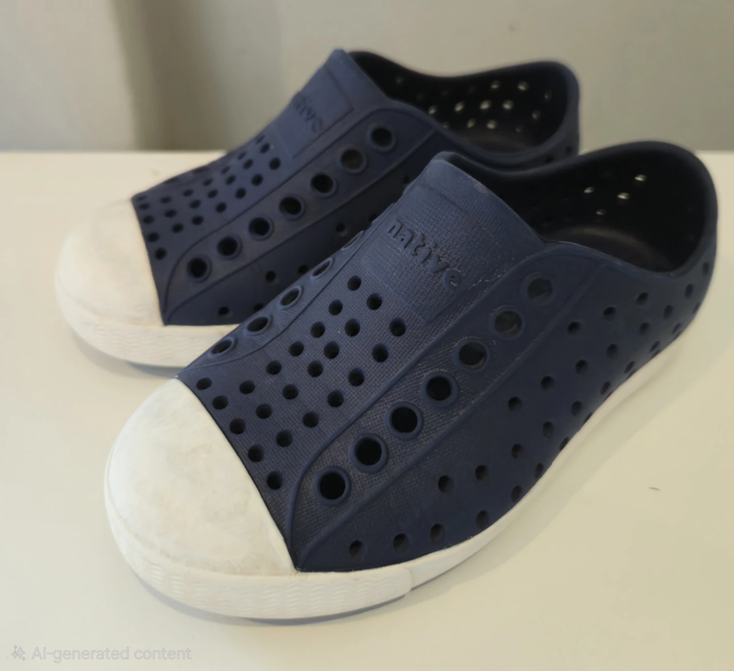 Kids Native Jefferson Shoes - Navy/White 8c