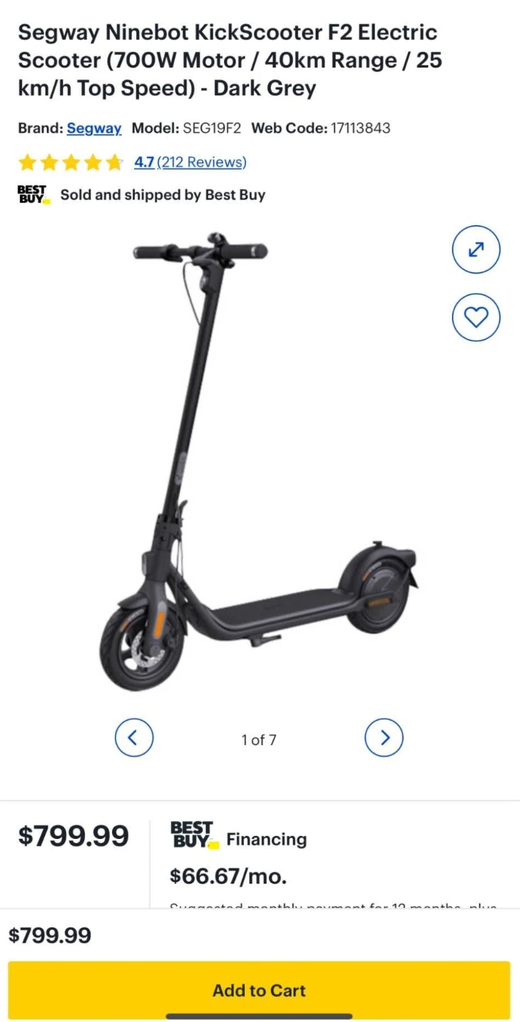 Segway Ninebot F2 Plus Electric Scooter - Dark Grey - photo 4