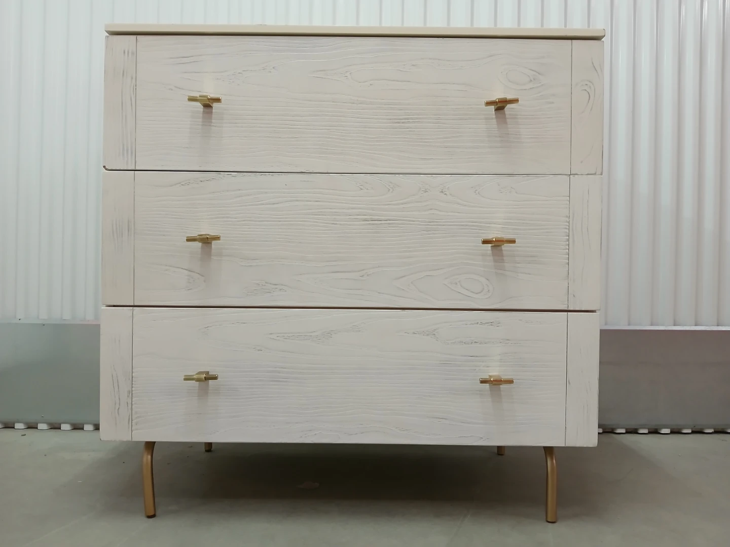 3-Drawer White Wood Dresser with Gold Legs - photo 5