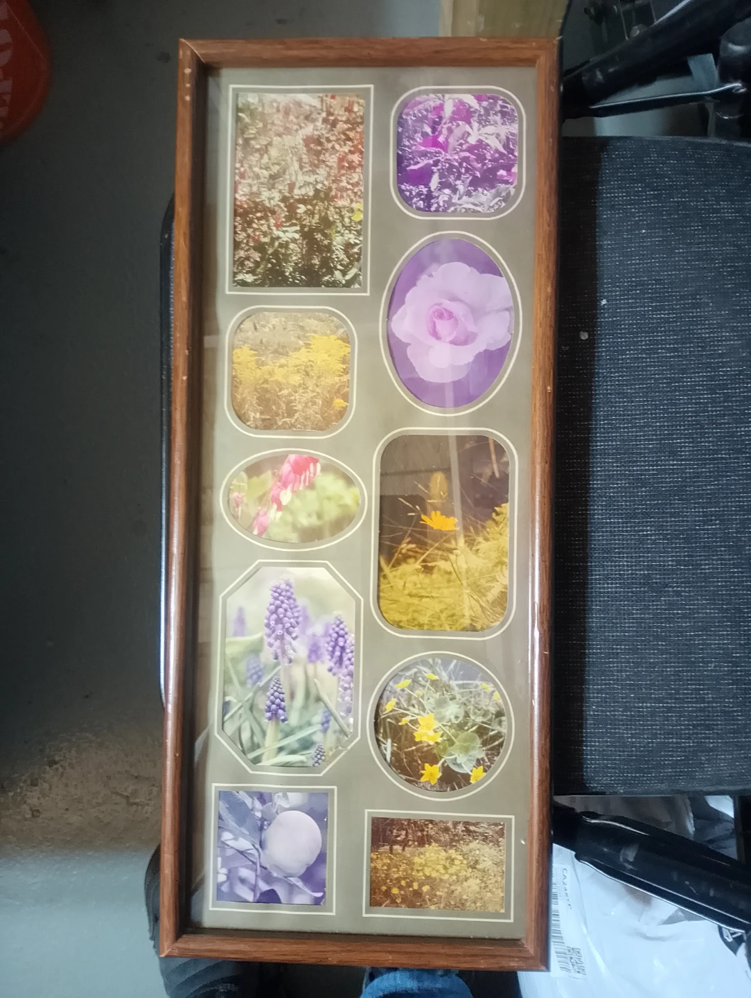 Multi-photo frame with floral and nature prints