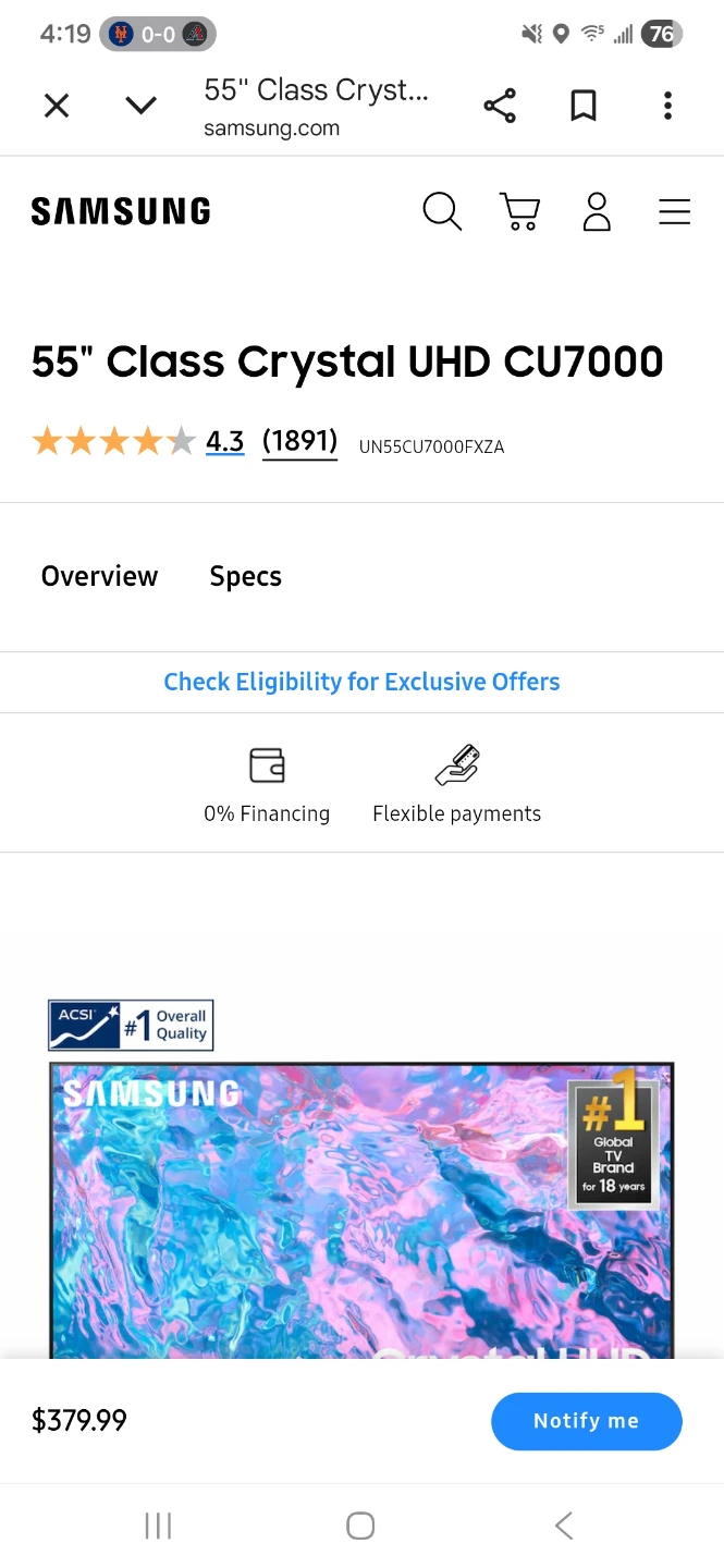 Samsung 55" Class Crystal UHD CU7000 4K Smart TV - photo 3
