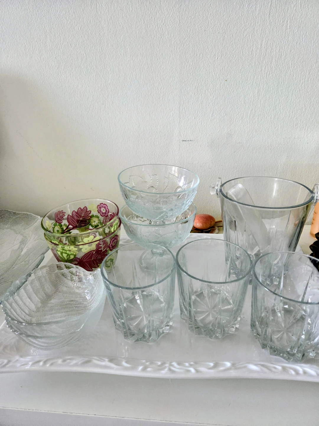 Glassware Set - Serving Tray, Pitcher, Glasses & Bowls