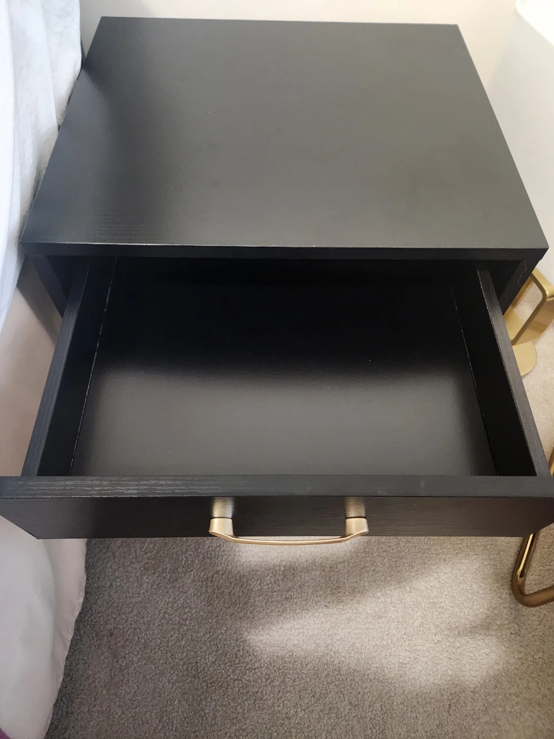 1 Black Drawer Nightstand with Gold Hardware (Set of 2) - photo 3